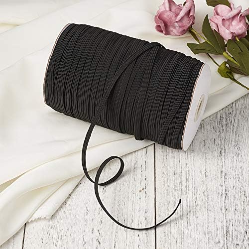 Cheriswelry 100 jardas/rolo de 1/2 polegada de corda elástica plana faixa de cordão preto malha de malha