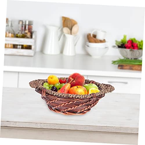 Cabilock 1pc bandeja de frutas cesto oval de alimentos tigela de armazenamento de vime tecido de fruta cesto de