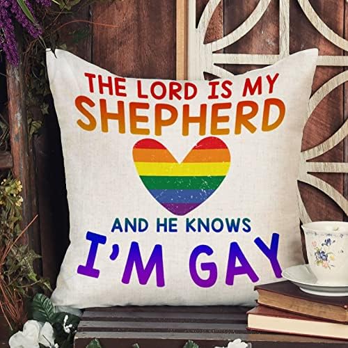 Tampa de travesseiro de arremesso O Senhor é meu pastor e ele sabe que eu sou uma almofada gay de travesseiro gay