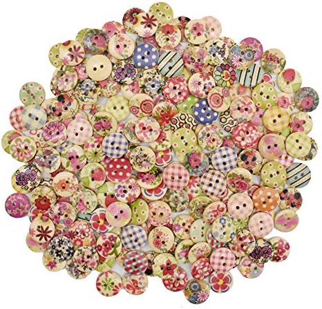 15mm 200pcs Botões de madeira misturados em botões a granel para artesanato botão redondo decorativo