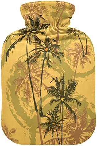 Garrafas de água quente com tampa de palmeiras tropicais bolsa de água quente para alívio da dor,