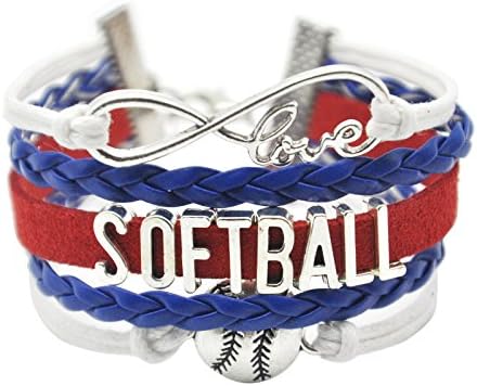Pulseira de softball infinito para meninas - amizade para garotas de softball charme presentes para meninas, mulheres,