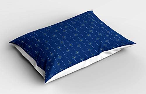 Novo travesseiro azul lunarable sham, linha florescendo de grandes e pequenas pétalas, travesseiro de