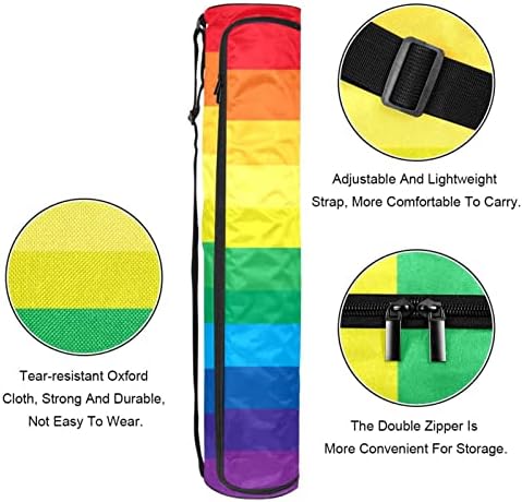 Rainbow Stripes Yoga Mat Bags Full-Zip Yoga Carry Bag for Mulher Men, Exercício portador de tapete de ioga