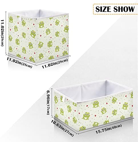 Cataku Frog Heart Cubes Bins de armazenamento de 11 polegadas Cascas de armário de armário de tecido de tecido