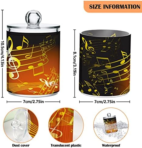 Alaza 2 Pack QTIP Dispenser Dispenser Golden Music Theme com várias notas de 5 carteiras organizadoras de banheiro