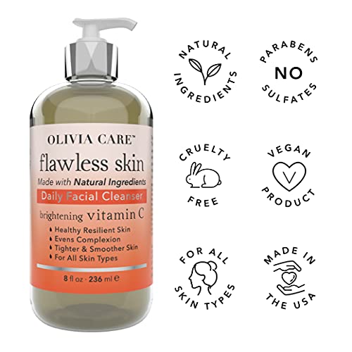 Vitamina C Flawless diariamente iluminando o limpador facial - toda hidratação natural, hidrato, limpeza - ilumine