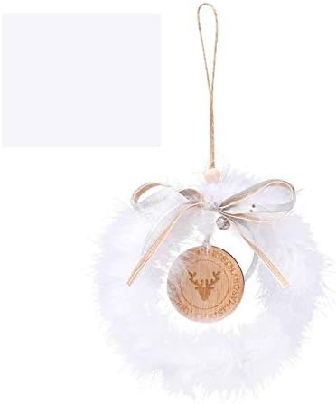 N-marca N Christmas White Feather Rattan Bow Bergerland Wooden Christmas Tree Pinging Elk Old Man Decoration