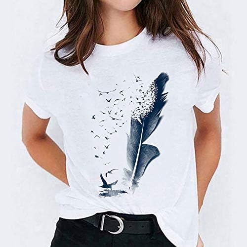 Yubnlvae respirável camisetas de ajuste solto para mulheres da moda Casual listrado com manga curta de manga