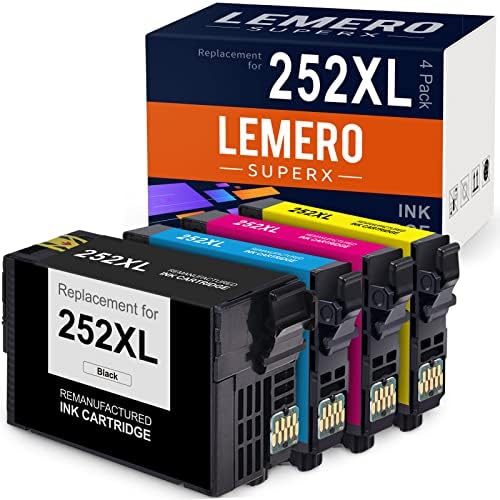 Lemerosuperx Remanufactured Ink Cartuchges Substituição para Epson 252xl 252 XL T252XL Trabalho para Workforce