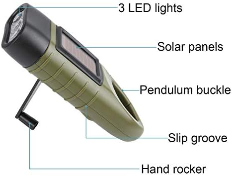 MA Strap lanterna de manivela com manivela solar, 2 pacote de luz recarregável de tocha de mão recarregável