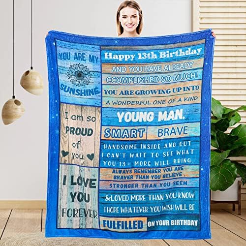 EFINLUKY IDEIAS DE Presentes de menino de 13 anos 13º aniversário para meninos Cobertor de 13º aniversário Decorações