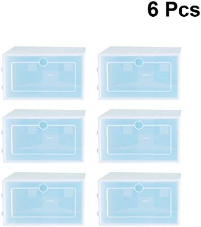 Cabilock Roupas Organizador de armazenamento 6pcs Caixa de sapatos azul transparente Caixa de