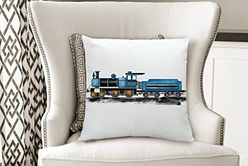 Tampa de travesseiro de trem 18x18 polegadas Transporte aquarela aquarel