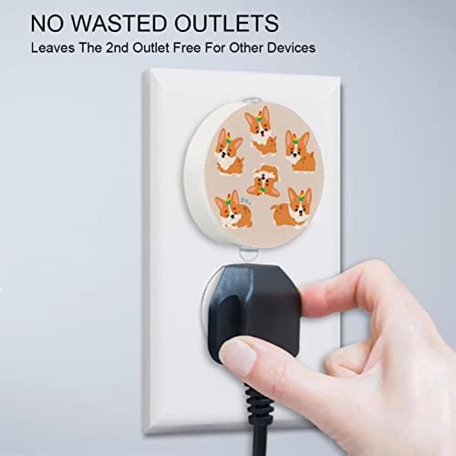 2 Pacote de plug-in nightlight LED Night Light Kawaii Dog Unicórnio com sensor do anoitecer para o quarto