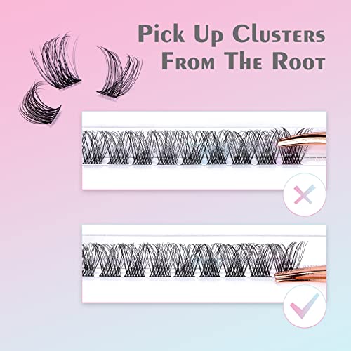 DF cílios de cluster 144 PCs D Curl CLUSTERS INDIVIDUAIS DE LASTENOS DE 10-16mm Extensões de cílios
