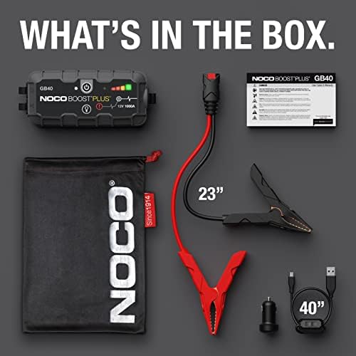 Noco Boost Plus GB40 1000 AMP 12-Volt Ultrasafe Lithium Jump Starter Box, Pacote de impulsionador de