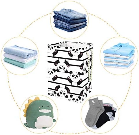 Unicey fofo panda com listras cestas de lavanderia à prova d'água