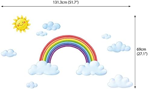 Decowall DA-1913 Rainbow e nuvens Adesivos de parede dos filhos Decalques de parede Destas descascam