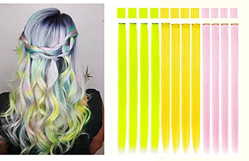 Extensões de cabelo Sinnky Clipes em cores misturadas em pedaços de peruca arco -íris clipe de acessórios