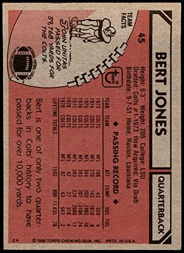 1980 Topps 45 Bert Jones Baltimore Colts Ex/Mt Colts LSU