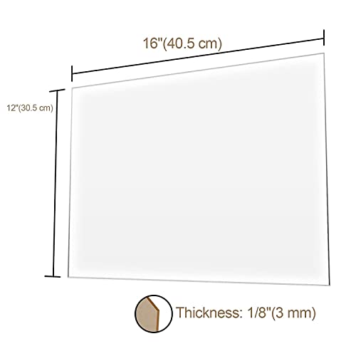 Folha de acrílico de espectro 12 ”x 16” x 1/8 ”, 2 pacote de pacote de plexiglass transparente, alternativa