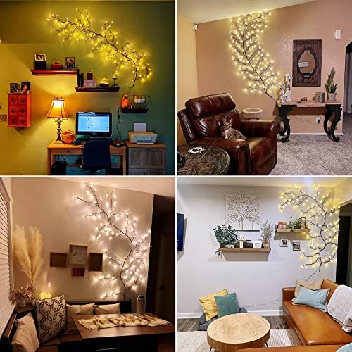 Luzes de videira de salgueiro Luyoext, 8 modelos de flash árvores cintilantes, luzes de parede flexíveis