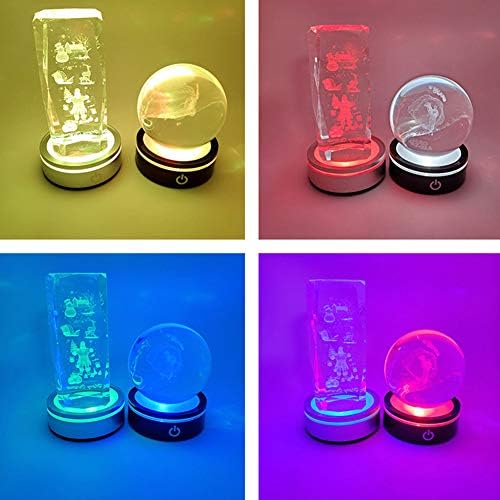Base de luz LED de cristal, USB Multicolor Alteração de luz Cristal rotativa Base Base Stand com interruptor