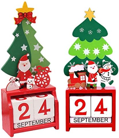 2pcs Calendário de Natal de Wooden Decoração de Acessórios para Desktop Ornamento Decorações de Natal