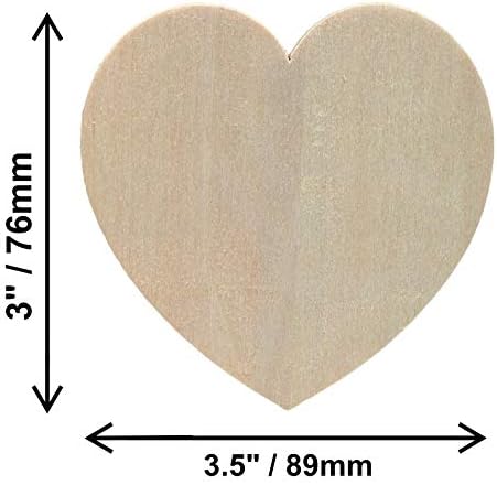 Creative Hobbies® inacabado formas de corte de coração de madeira, prontas para pintar ou decorar, 3,5 polegadas