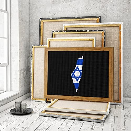 Mapa de bandeira de Israel Diamond Painting Kits Ficture Frame 5D DIY Full Drill Rhinestone Arts Decoração