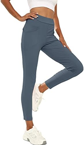 Aururgelmir feminino 7/8 calças de ioga pernas retas de golfe ao ar livre, correndo, calças casuais com bolsos