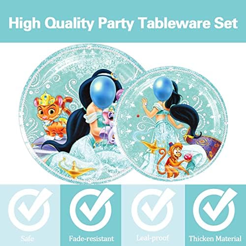 Princess Birthday Party Decorações, Princess Party Tabelware Set Inclui 1 comprimido, Placas de