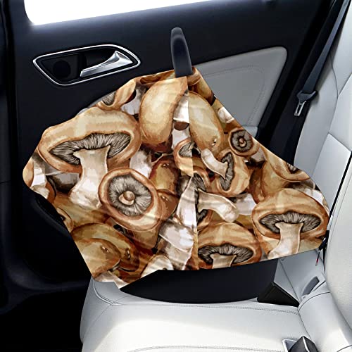 Tampas de assento de carro para bebês cogumelos marrons claros pintados cobertura de enfermagem capa