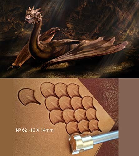 Ferramenta de carimbo de artesanato em couro em escala de dragão para artesanato de couro 62set