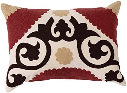 Creative Co-op algodão bordado lombar Suzani Bordado travesseiro, 20 L x 14 W x 2 H, multicolor