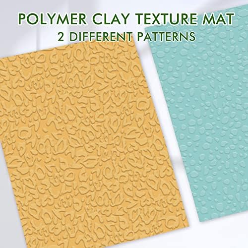 Folhas de textura Puocaon para argila de polímero, 2 pcs reutilizável tapete de textura de argila, folha