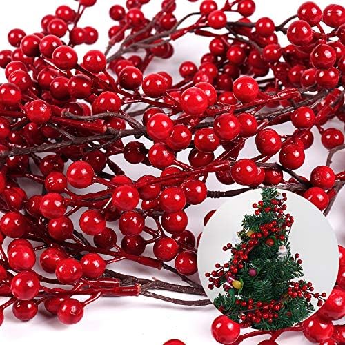 Recutms Red Berry Garland Decoração de Natal de 6,4 pés Garland artificial Garland de Berry Vermelha com