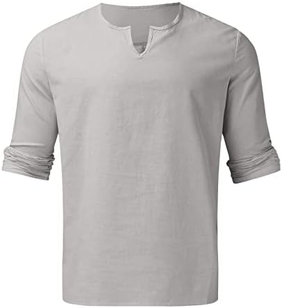 Masculino masculino peças de algodão conjunto de camisa Henley de manga longa e calças de praia casuais roupas de