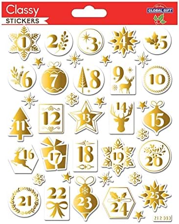 Adesivos de Natal Global Gift - Números para Calendário do Advento