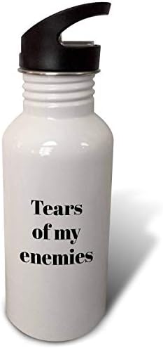 Imagem 3drose de lágrimas de meus inimigos citação - garrafa de água de palha, 21 onças, flip, branco
