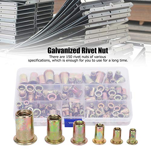 150pcs Galvanized Brute Nut Conjunto de porca misturada Inserir peças de hardware rosqueado