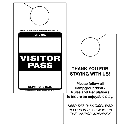 Visitante Passe de estacionamento Licença de retrovisor espelho pendurar etiqueta para acampamentos