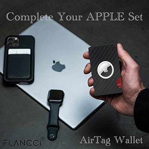 Carteira de Airtag Flancci para homens, carteira de bolso dianteiro de metal de fibra de carbono minimalista