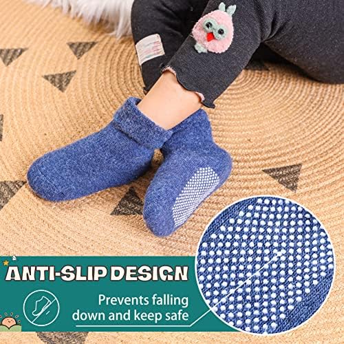 Slip Slip Slip Socks para crianças meninos meninas Anti Skid Inverno de lã grossa de meias quentes com garras