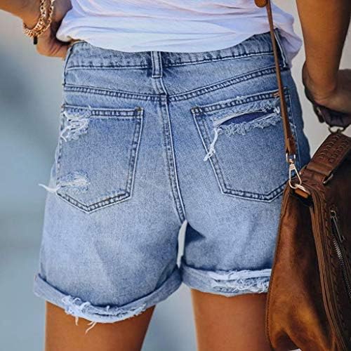 Calça de jeans de jeans do intermediário da coxa de calça feminina de jeans de jeans feminino short shorts