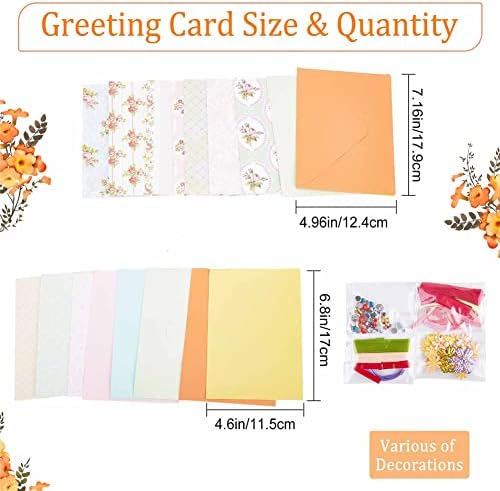 Cartões de cartões Craspire Fazendo Kit Floral Cartões Cartões de Kits com envelopes, fita, adesivos, renda de
