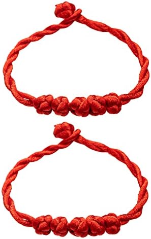 KELISTOM 2PCS Bracelets de cordas feitas à mão para mulheres adolescentes, corda vermelha preta de destino Proteção