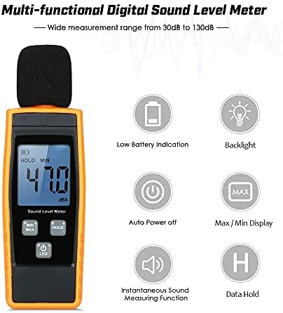 YFQHDD LCD Digital Sound Level Medidores DB Medidores 30-130DBA Ferramenta de medição de volume de ruído