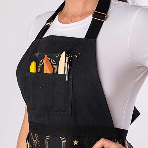 Avental de cerâmica de perna dividida, avental artesanal, avental de cozinha, com bolsos para ferramentas